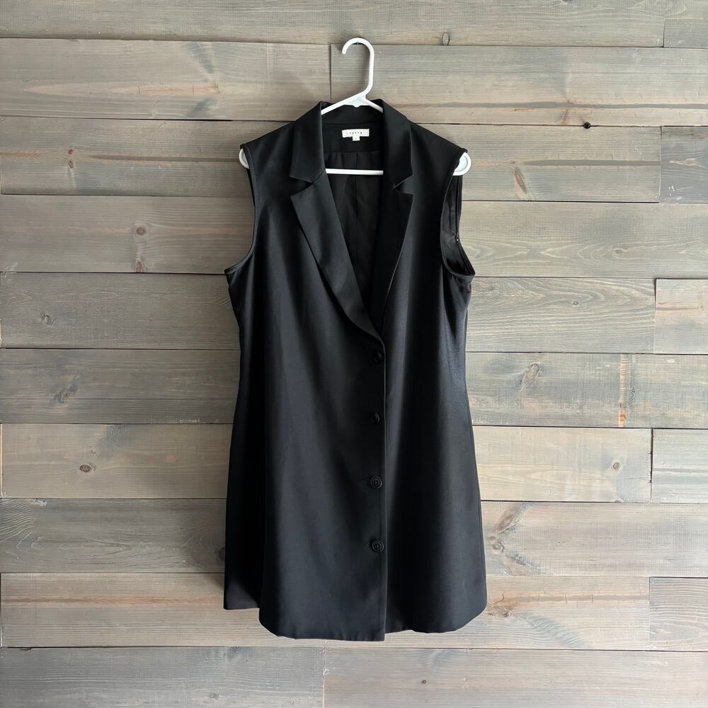 VETTA | Capsule Convertible Trench Blazer Dress Zip Sleeves Black L